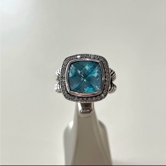 David Yurman Albion® Ring with Blue Topaz and Pavé Diamonds, 11m - Picture 9 of 9